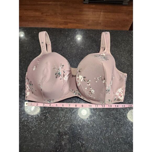 Cacique Dusty Rose Floral 42F Full Coverage Bra - Picture 4 of 10